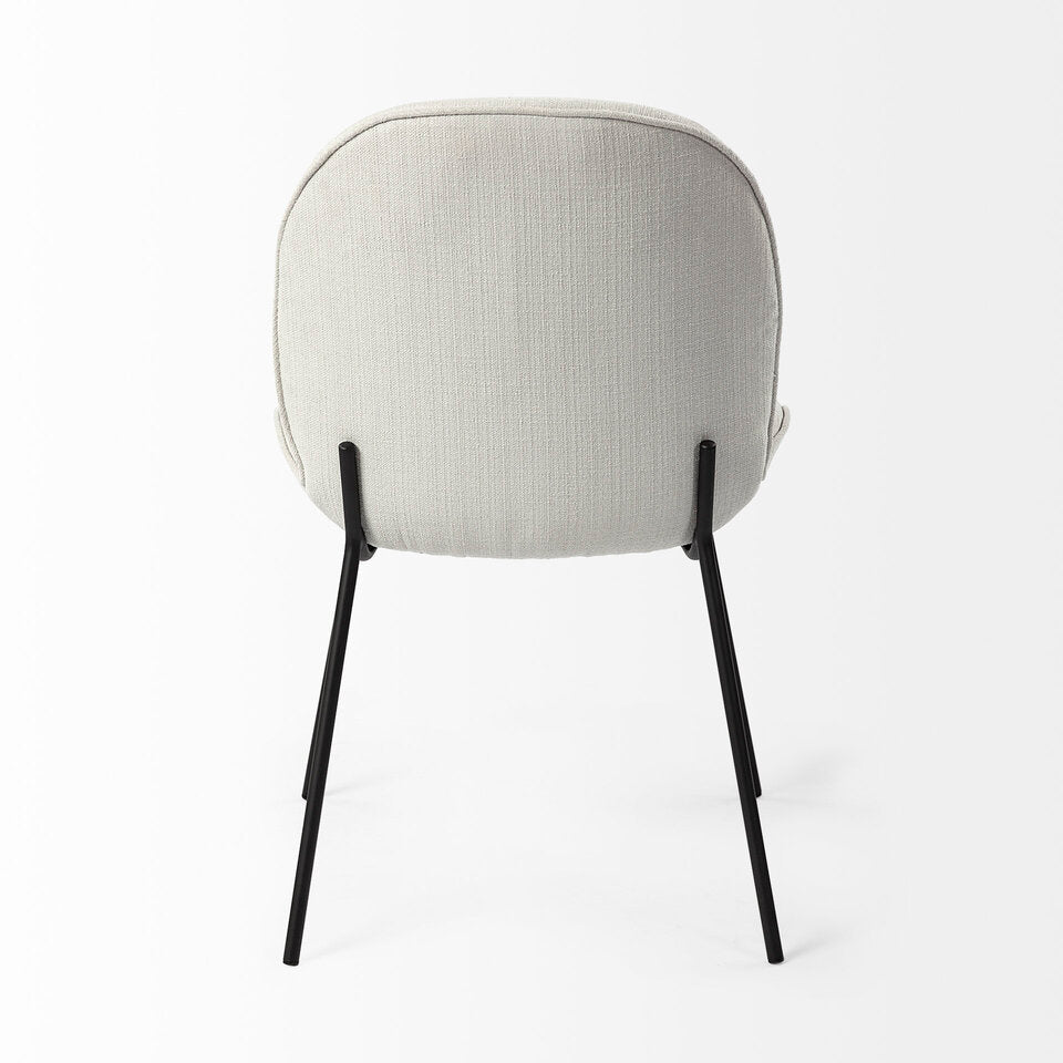Mercana Inala White Fabric Seat Black Metal Frame Dining Chair
