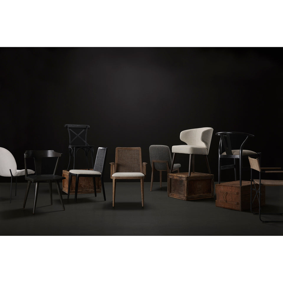 Mercana Inala White Fabric Seat Black Metal Frame Dining Chair