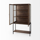 Mercana Arelius Medium Brown Wood with Black Metal Base Display Cabinet