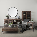 Mercana Arelius Medium Brown Wood with Black Metal Base Display Cabinet