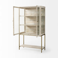 Mercana Arelius Medium Brown Wood with Black Metal Base Display Cabinet