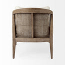 Mercana Landon Light Brown Wood With Cream Fabric Seat and Cane Back Accent Chair