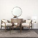 Mercana Landon Light Brown Wood With Cream Fabric Seat and Cane Back Accent Chair