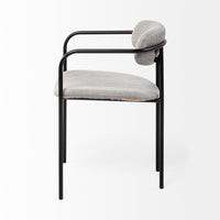 Mercana Parker Gray Fabric Seat Black Metal Dining Chair