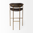 Mercana Parker Brown Faux Leather Seat Gold Metal Bar Stool