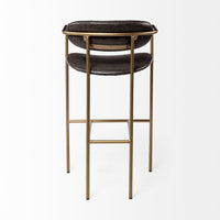 Mercana Parker Brown Faux Leather Seat Gold Metal Bar Stool