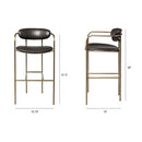 Mercana Parker Brown Faux Leather Seat Gold Metal Bar Stool