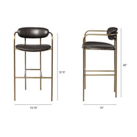 Mercana Parker Brown Faux Leather Seat Gold Metal Bar Stool