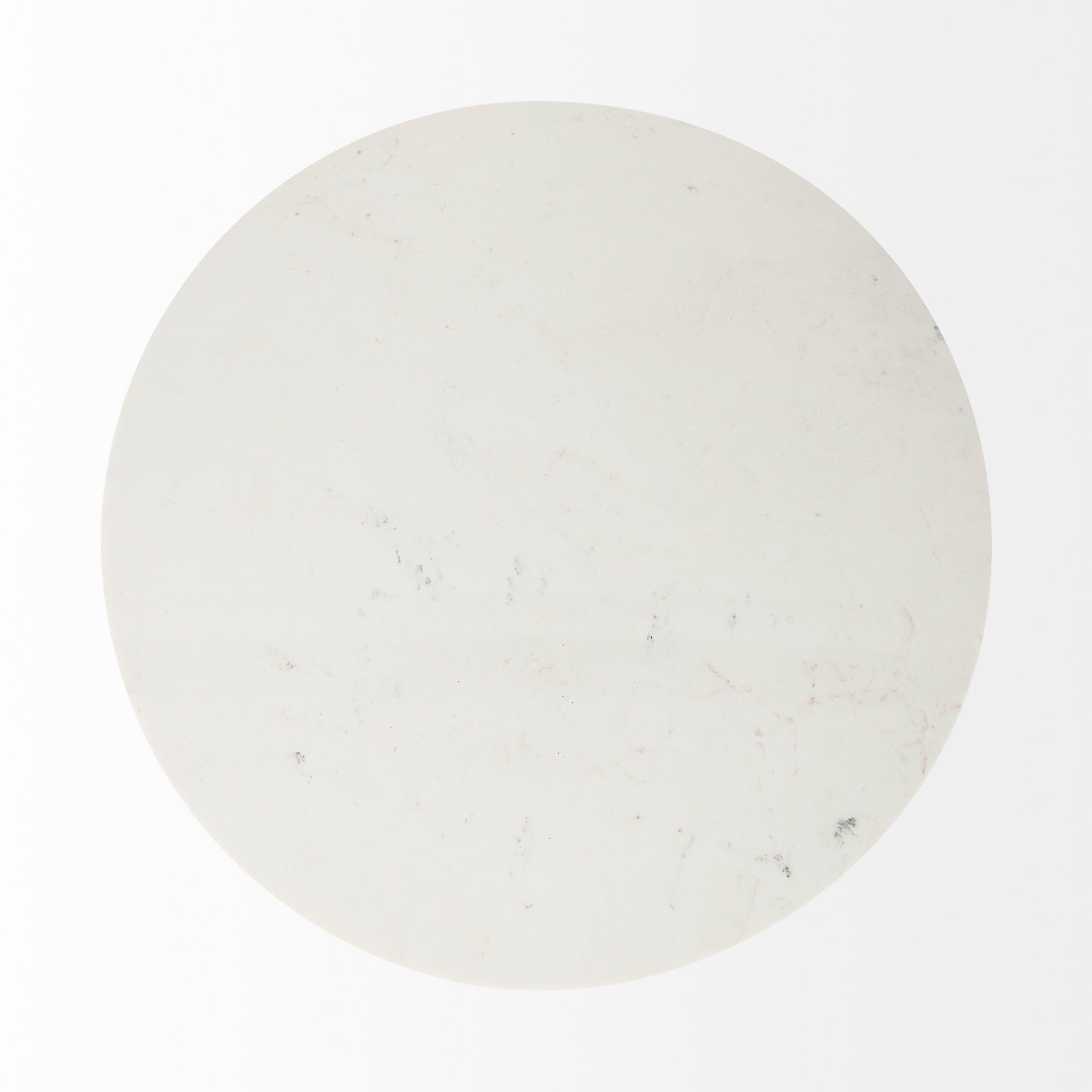 Mercana Maxwell 48L x 48W x 30H White Marble Round Top With Black / Brown Metal and Wood Pedestal Base Dining Table