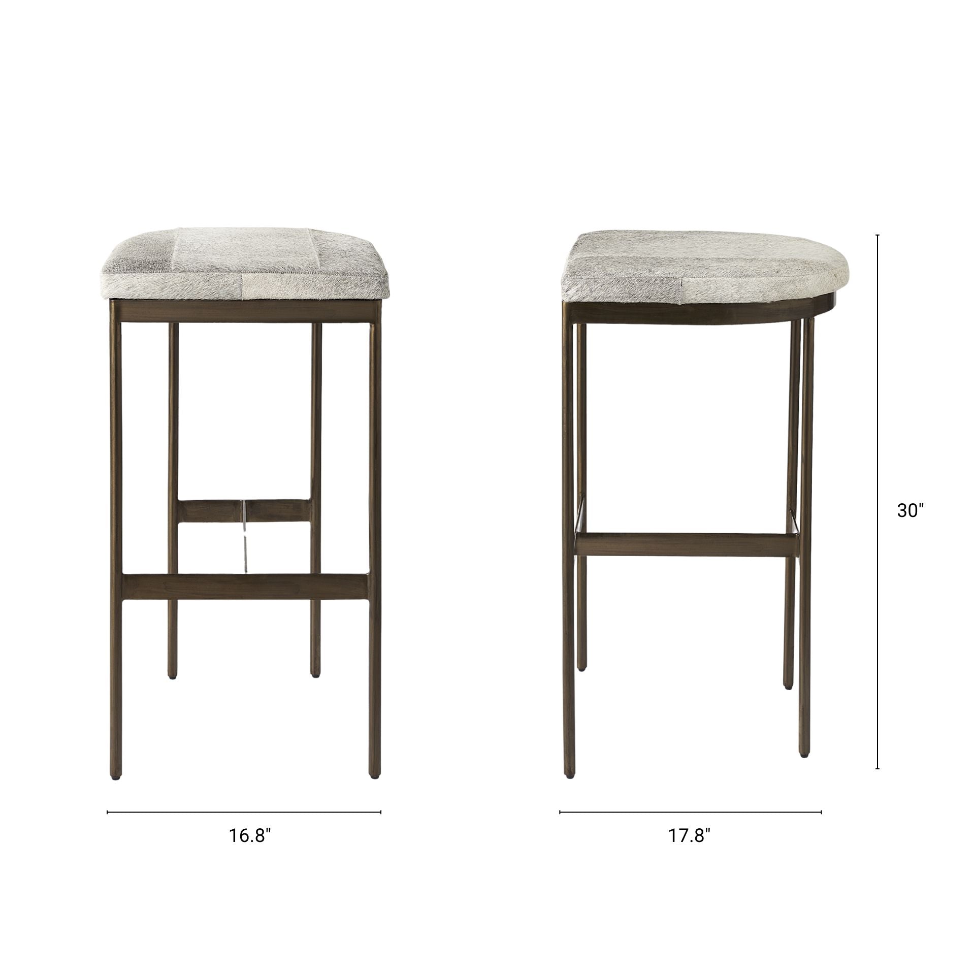Mercana Millie 16.75 X 17.75 X 30 Hair-on-hide Seat With Gold Frame Bar Stool