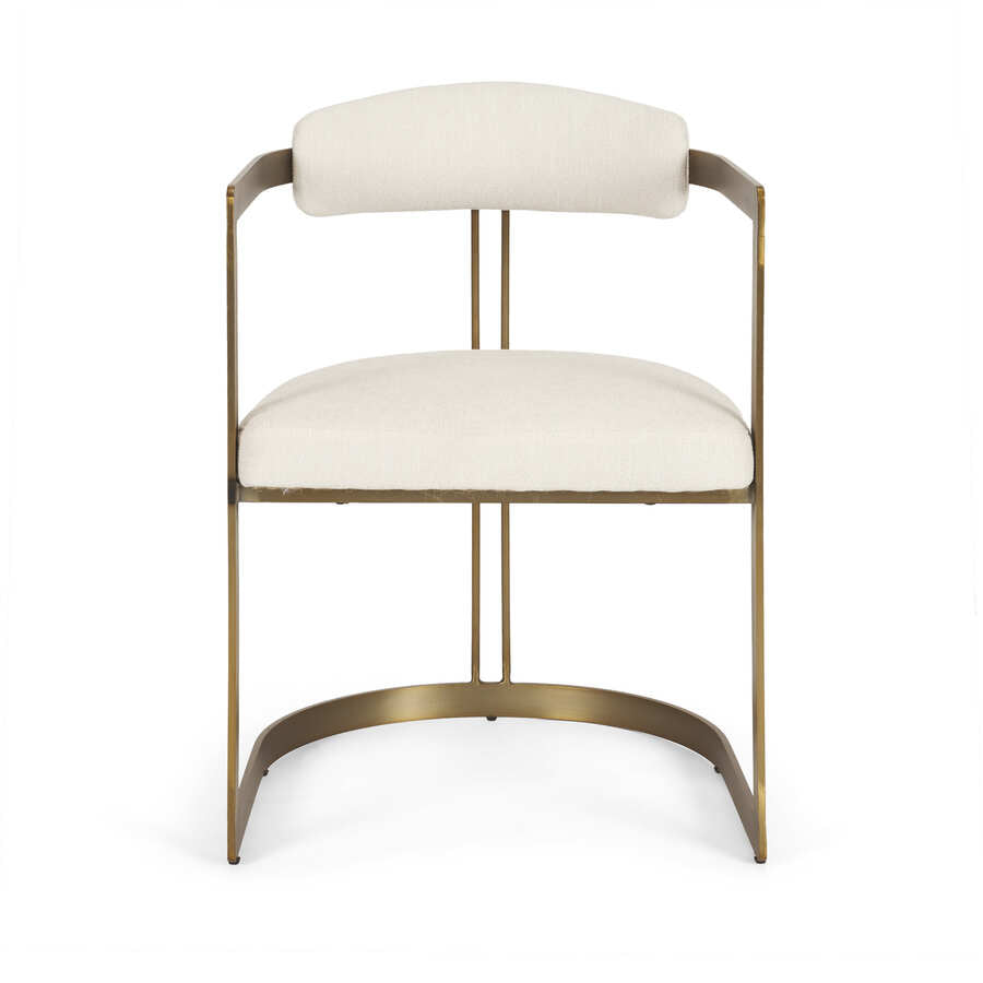 Mercana Hollyfield II Cream Fabric Seat with Gold Iron Frame Dining Chair