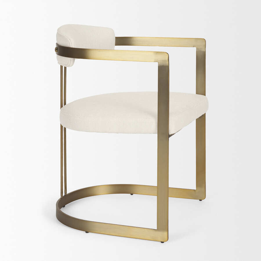 Mercana Hollyfield II Cream Fabric Seat with Gold Iron Frame Dining Chair