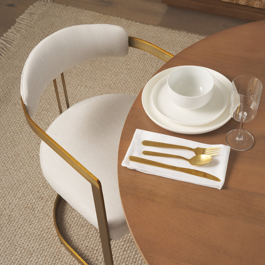 Mercana Hollyfield II Cream Fabric Seat with Gold Iron Frame Dining Chair