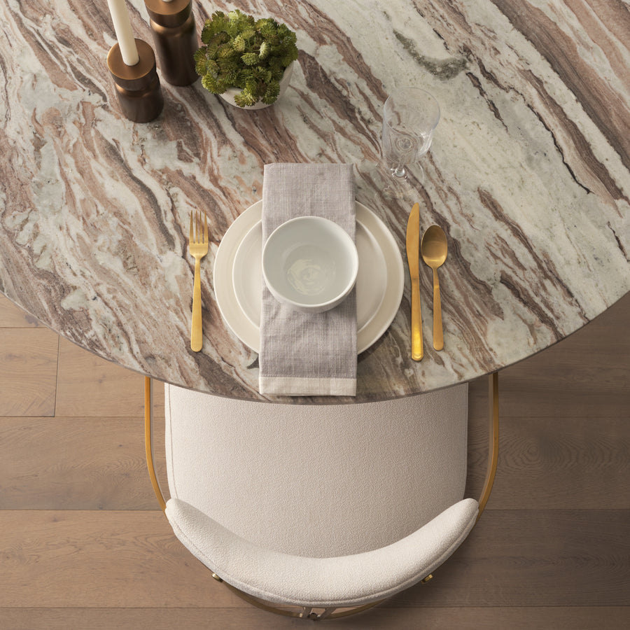 Mercana Hollyfield II Cream Fabric Seat with Gold Iron Frame Dining Chair