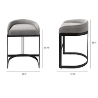Mercana Hollyfield II Gray Fabric Seat With Gray Metal Base Counter Stool