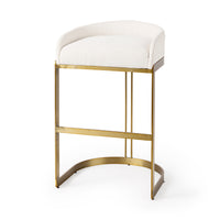 Mercana Hollyfield II Cream / Gray Fabric Seat With Gold / Gray Metal Base Bar Stool