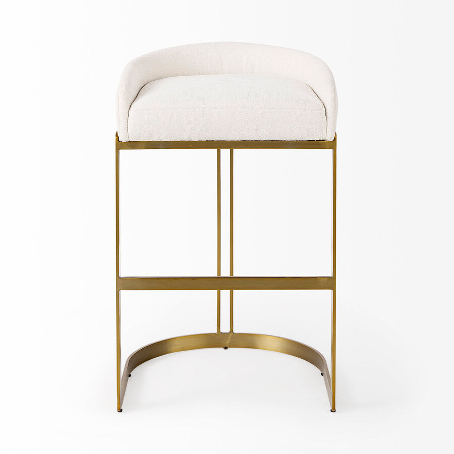 Mercana Hollyfield II Cream / Gray Fabric Seat With Gold / Gray Metal Base Bar Stool