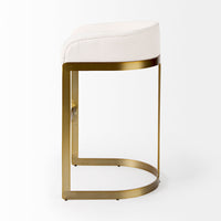 Mercana Hollyfield II Cream / Gray Fabric Seat With Gold / Gray Metal Base Bar Stool