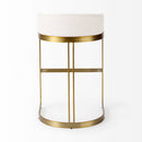 Mercana Hollyfield II Cream / Gray Fabric Seat With Gold / Gray Metal Base Bar Stool