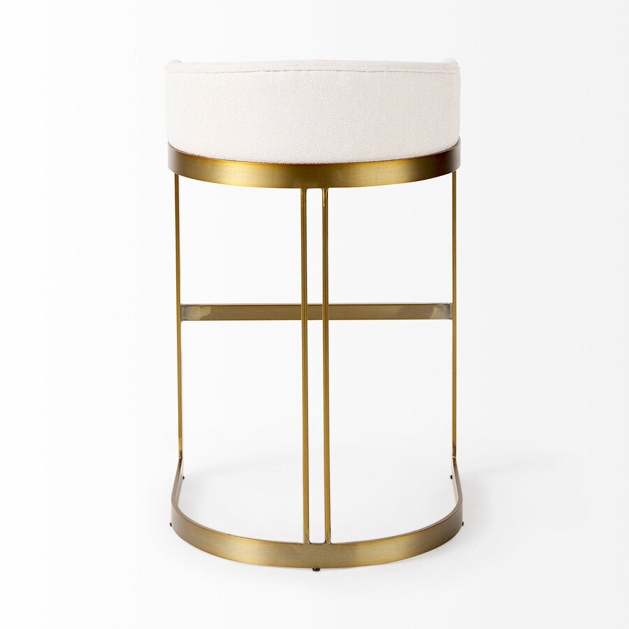 Mercana Hollyfield II Cream / Gray Fabric Seat With Gold / Gray Metal Base Bar Stool