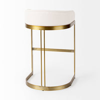 Mercana Hollyfield II Cream / Gray Fabric Seat With Gold / Gray Metal Base Bar Stool