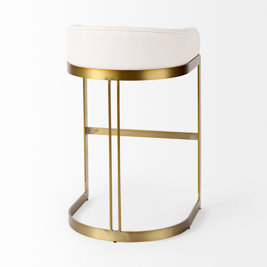 Mercana Hollyfield II Cream / Gray Fabric Seat With Gold / Gray Metal Base Bar Stool