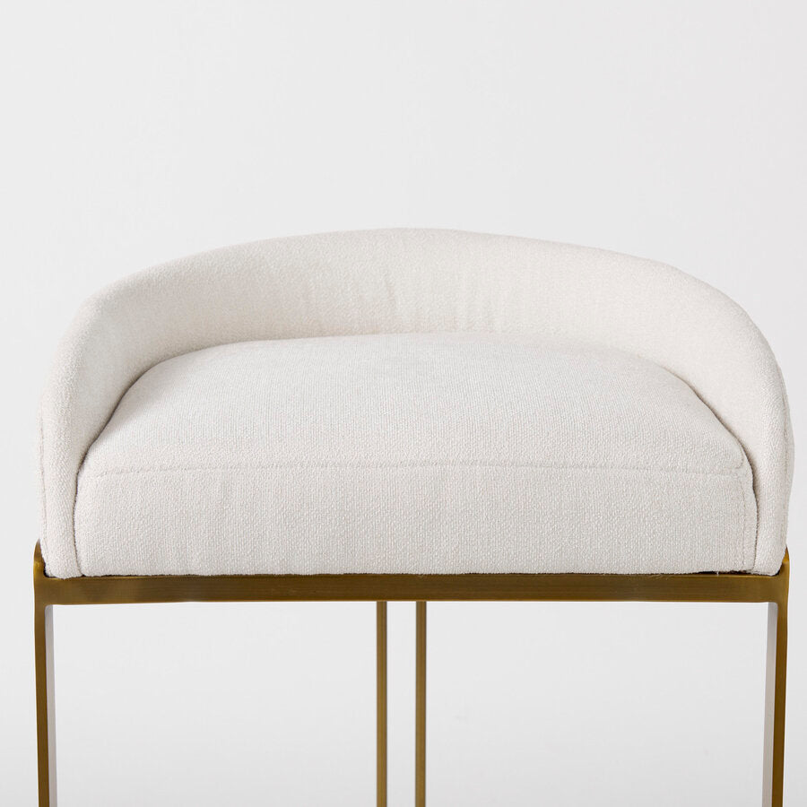 Mercana Hollyfield II Cream / Gray Fabric Seat With Gold / Gray Metal Base Bar Stool