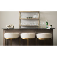 Mercana Hollyfield II Cream / Gray Fabric Seat With Gold / Gray Metal Base Bar Stool