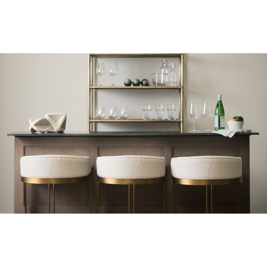Mercana Hollyfield II Cream / Gray Fabric Seat With Gold / Gray Metal Base Bar Stool