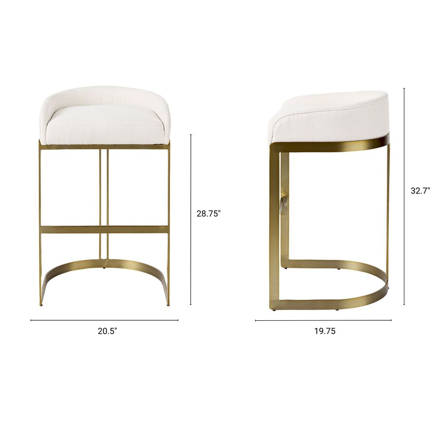 Mercana Hollyfield II Cream / Gray Fabric Seat With Gold / Gray Metal Base Bar Stool