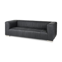 Mercana Ricciardo Black Leather Wrapped Three Seater Sofa
