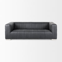 Mercana Ricciardo Black Leather Wrapped Three Seater Sofa