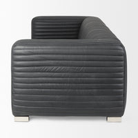 Mercana Ricciardo Black Leather Wrapped Three Seater Sofa