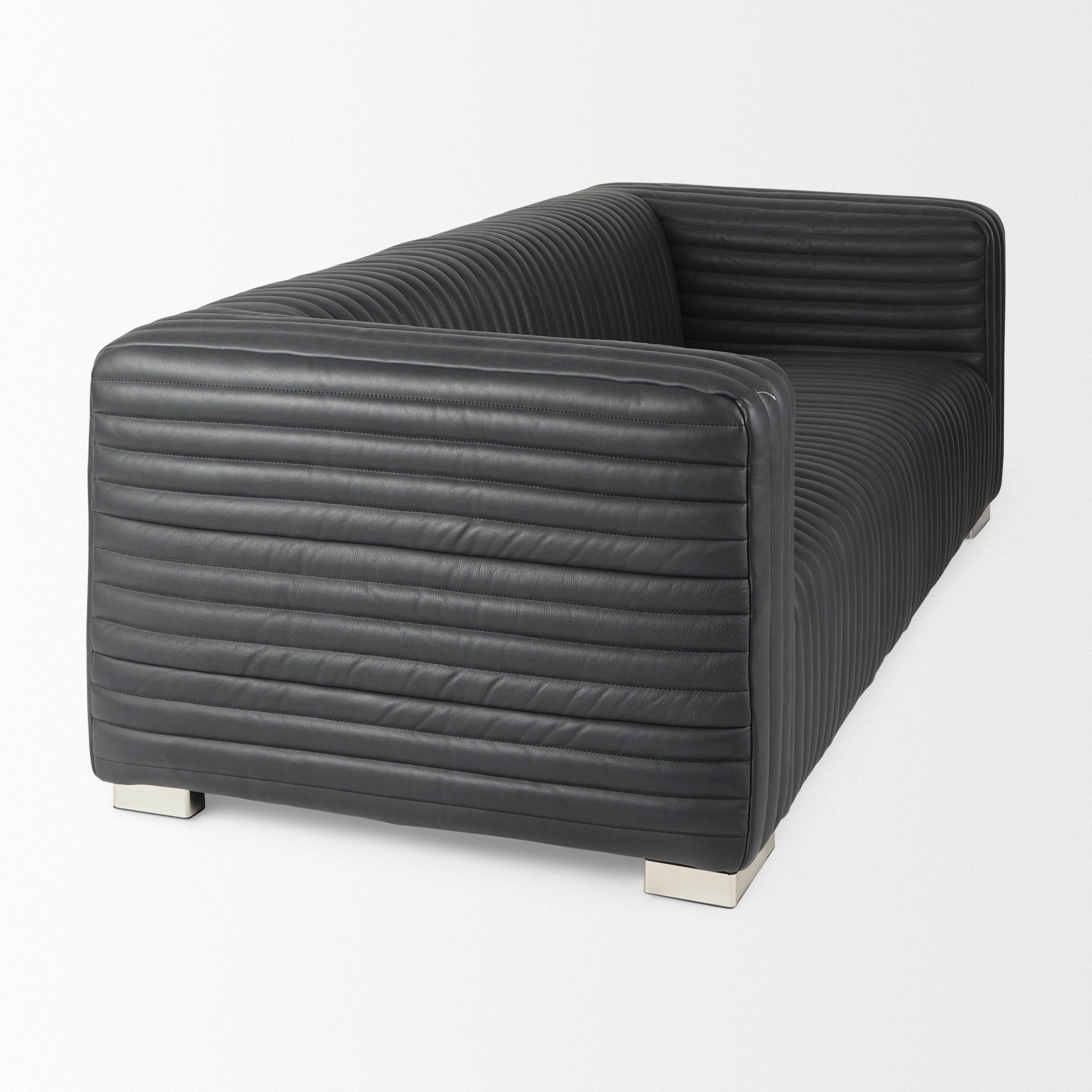 Mercana Ricciardo Black Leather Wrapped Three Seater Sofa