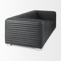 Mercana Ricciardo Black Leather Wrapped Three Seater Sofa
