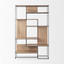 Mercana Morris 47.0L x 15.0W x 75.0H Light Brown Wood With Black Metal Frame 6-Tier Shelving Unit