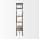 Mercana Morris 47.0L x 15.0W x 75.0H Light Brown Wood With Black Metal Frame 6-Tier Shelving Unit