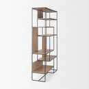 Mercana Morris 47.0L x 15.0W x 75.0H Light Brown Wood With Black Metal Frame 6-Tier Shelving Unit