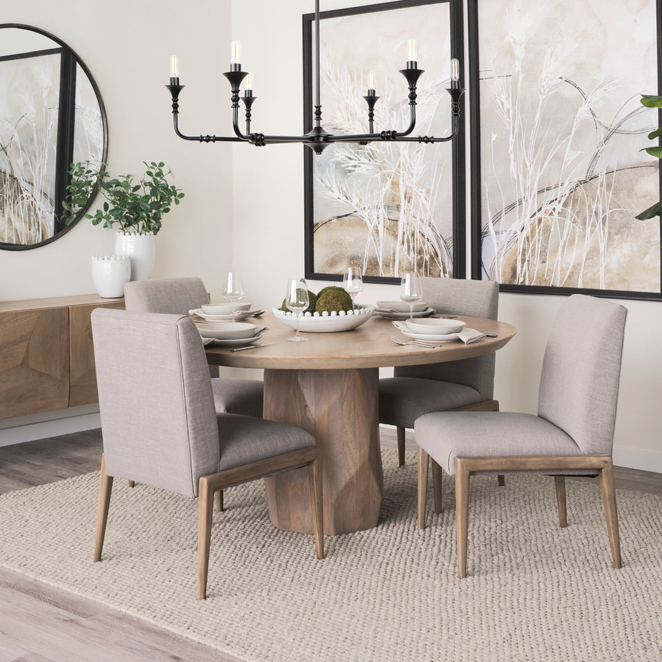 Mercana Palisades Gray Upholstery With Solid Wood Armless Dining Chair