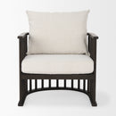 Mercana Kopari 30.1L x 30.5W x 37.2H White Boucle Fabric With Dark Brown Wood Accent Chair