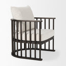 Mercana Kopari 30.1L x 30.5W x 37.2H White Boucle Fabric With Dark Brown Wood Accent Chair