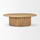 Mercana Terra 48L x 28W x 15H Light Brown Wood Oval Fluted Coffee Table