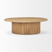 Mercana Terra 48L x 28W x 15H Light Brown Wood Oval Fluted Coffee Table