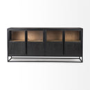 Mercana Sloan 80.0L x 17.0W x 36.0H Black Wood With Black Metal Frame Sideboard