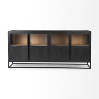 Mercana Sloan 80.0L x 17.0W x 36.0H Black Wood With Black Metal Frame Sideboard