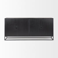 Mercana Sloan 80.0L x 17.0W x 36.0H Black Wood With Black Metal Frame Sideboard