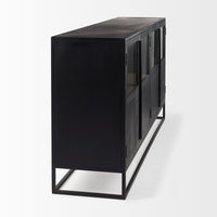 Mercana Sloan 80.0L x 17.0W x 36.0H Black Wood With Black Metal Frame Sideboard