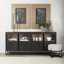 Mercana Sloan 80.0L x 17.0W x 36.0H Black Wood With Black Metal Frame Sideboard