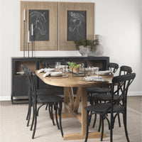 Mercana Sloan 80.0L x 17.0W x 36.0H Black Wood With Black Metal Frame Sideboard