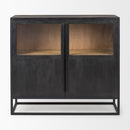 Mercana Sloan Black Wood With Black Metal Frame Accent Cabinet